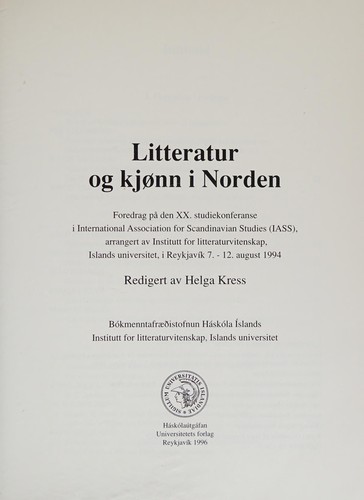 Copertina di Litteratur og kjønn i Norden