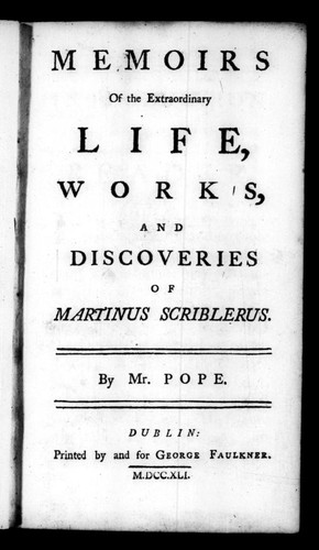 Copertina di Memoirs of the extraordinary life, works, and discoveries of Martinus Scriblerus