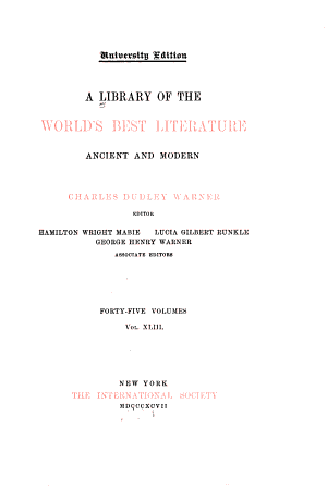 Copertina di A Library of the World's Best Literature