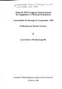 Copertina di Actas do XIX Congreso Internacional de Lingüística e Filoloxía Románicas, Universidade de Santiago de Compostela, 1989