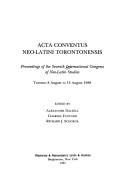 Copertina di Acta Conventus Neo-Latini Torontonensis