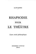 Copertina di Rhapsodie pour le théâtre