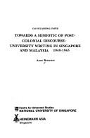 Copertina di Towards a semiotic of post-colonial discourse