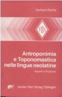 Copertina di Antroponimia e toponomastica nelle lingue neolatine