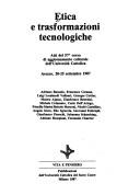 Copertina di Etica e trasformazioni tecnologiche