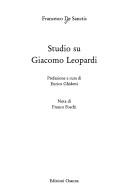 Copertina di Studio su Giacomo Leopardi