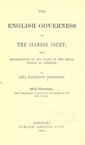 Copertina di The English Governess at the Siamese Court