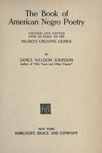 Copertina di The Book of American Negro Poetry