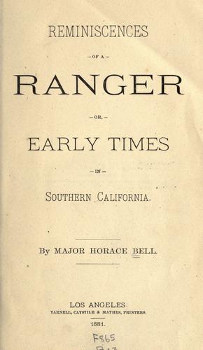 Copertina di Reminiscences of a Ranger