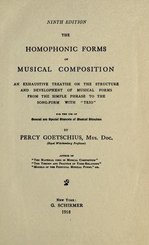 Copertina di The homophonic forms of musical composition
