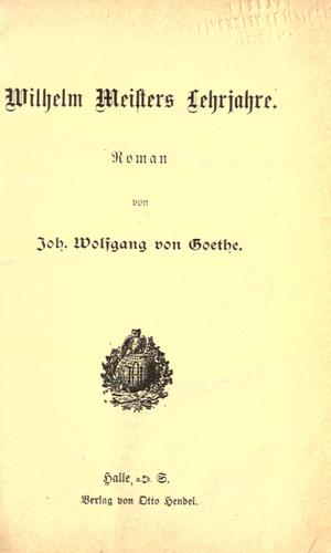 Copertina di Wilhelm Meisters Lehrjahre