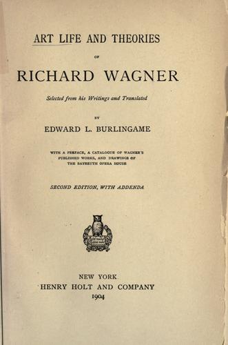 Copertina di Art life and theories of Richard Wagner