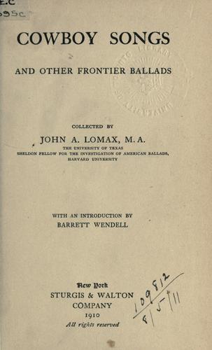 Copertina di Cowboy Songs and Other Frontier Ballads