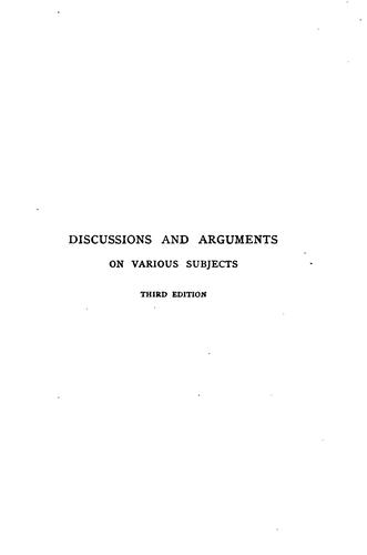 Copertina di Discussions and arguments on various subjects