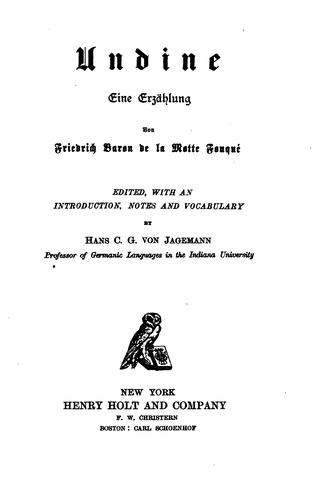 Copertina di Undine, eine Erzählung