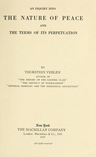 Copertina di An inquiry into the nature of peace and the terms of its perpetuation