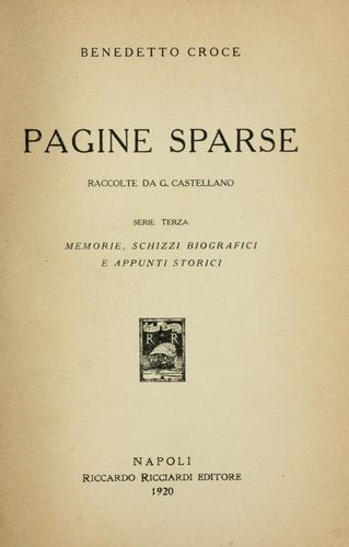 Copertina di Pagine sparse