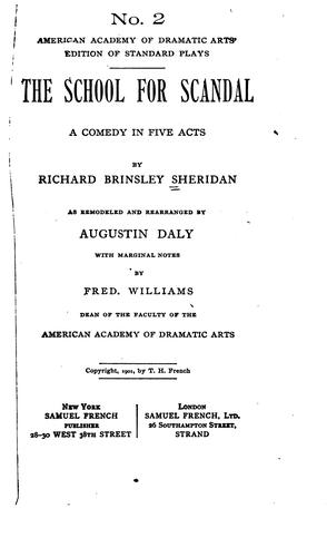 Copertina di The school for scandal, 1780