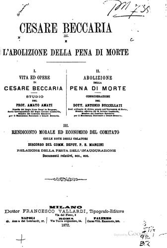 Copertina di Cesare Beccaria e l'abolizione della pena de morte