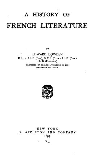 Copertina di A history of French literature
