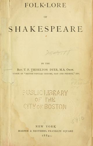 Copertina di Folk-lore of Shakespeare