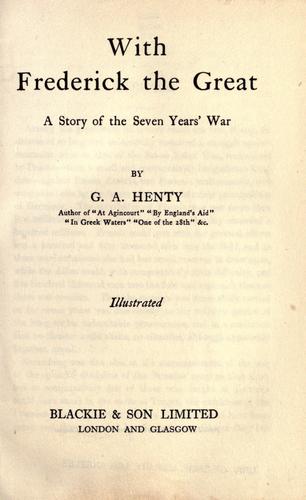 Copertina di With Frederick the Great