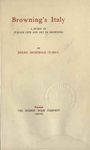 Copertina di Browning's Italy