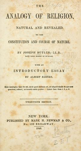 Copertina di The analogy of religion, natural and revealed, to the constitution and course of nature