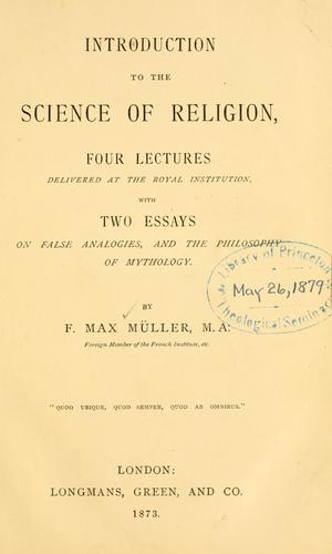 Copertina di Introduction to the science of religion