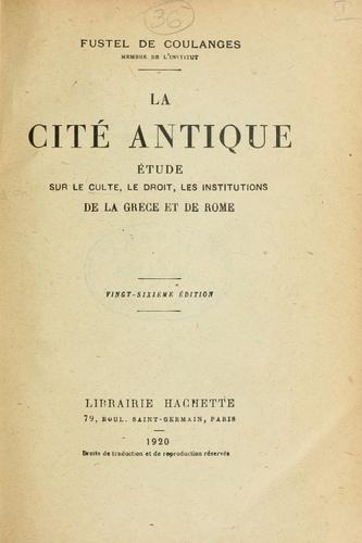 Copertina di La cité antique