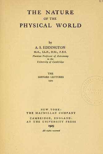Copertina di The Nature of the Physical World