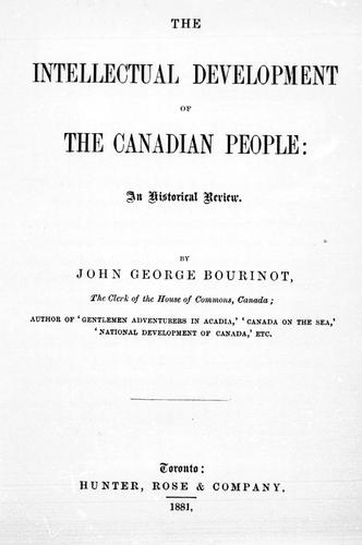 Copertina di The intellectual development of the Canadian people