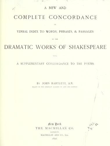 Copertina di A New and Complete Concordance Or Verbal Index to Words, Phrases, & Passages in the Dramatic Works of Shakespeare