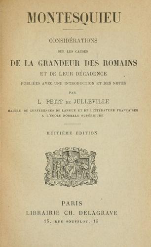 Copertina di Considérations sur les causes de la grandeur des Romains et de leur décadence