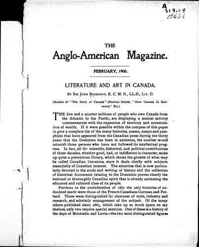 Copertina di Literature and art in Canada