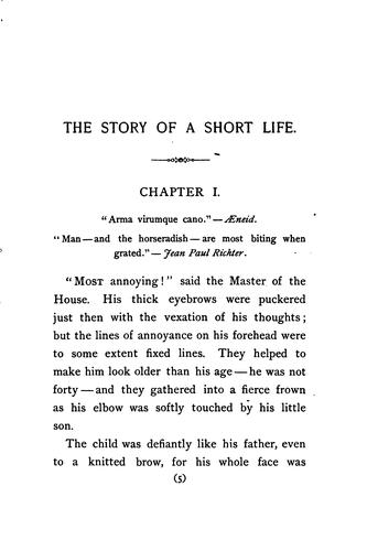 Copertina di The story of a short life