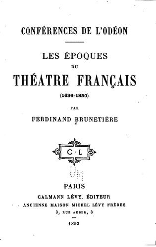 Copertina di Les epoques du theatre francais (1636-1850)