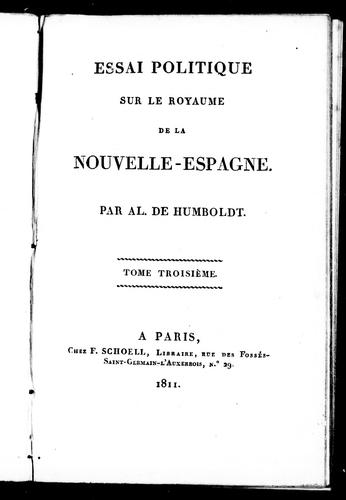 Copertina di Essai politique sur le royaume de la Nouvelle-Espagne