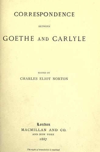 Copertina di Correspondence between Goethe and Carlyle