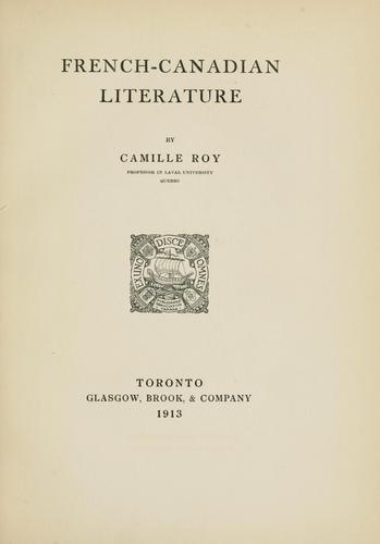 Copertina di French-Canadian literature