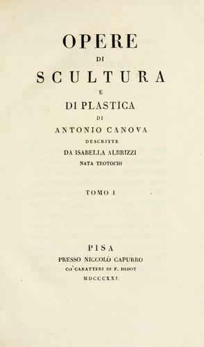 Copertina di Opere di scultura e di plastica di Antonio Canova