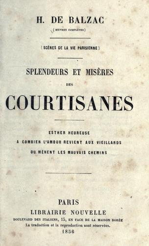 Copertina di Splendeurs et misères des courtisanes