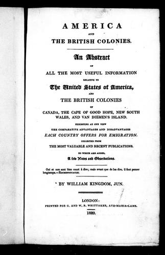 Copertina di America and the British colonies