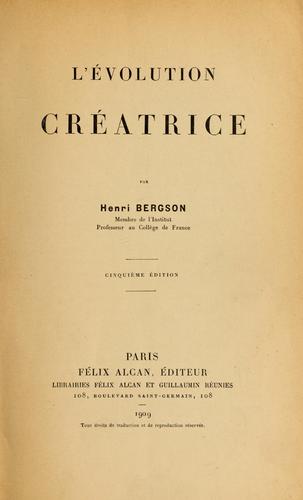 Copertina di L'Évolution créatrice