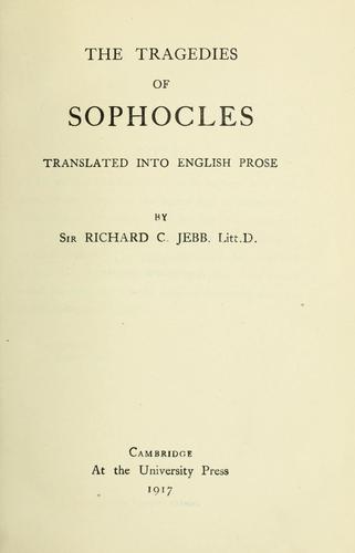 Copertina di The tragedies of Sophocles