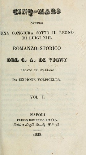 Copertina di Cinq-mars, ovvero, Una congiura sotto il regno di Luigi XIII