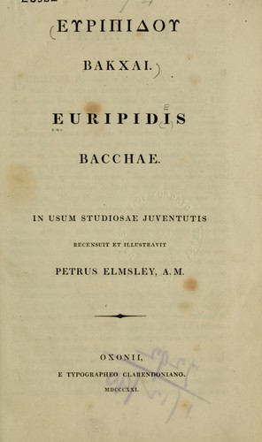 Copertina di Bacchae