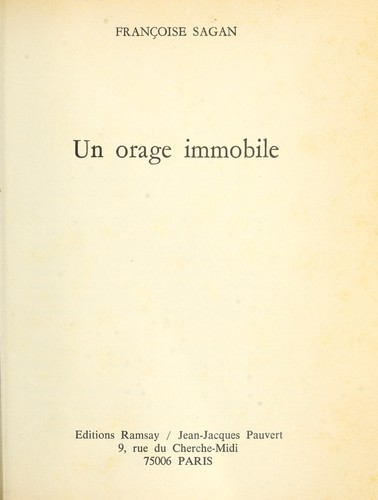 Copertina di Un orage immobile