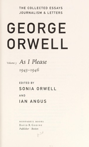 Copertina di The Collected Essays, Journalism and Letters of George Orwell