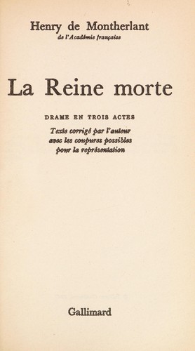 Copertina di La reine morte